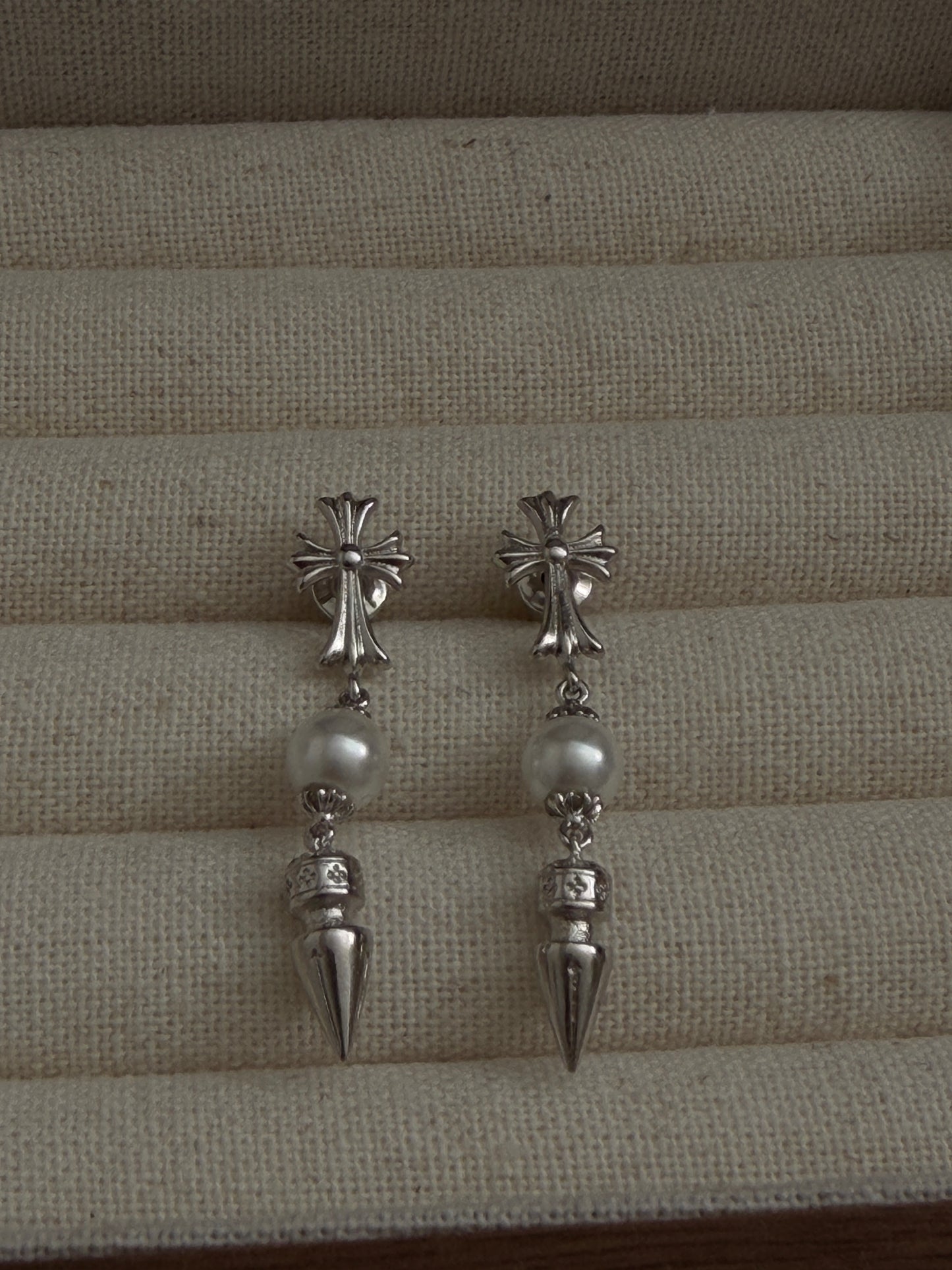 The Pearl Cross Earrings