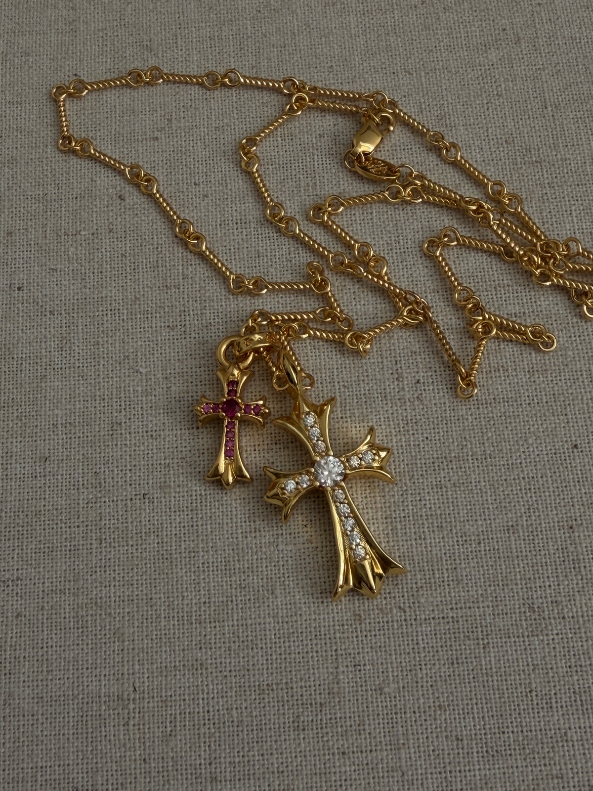 The Gold Twin Cross Necklace
