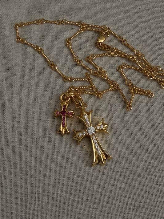 The Gold Twin Cross Necklace