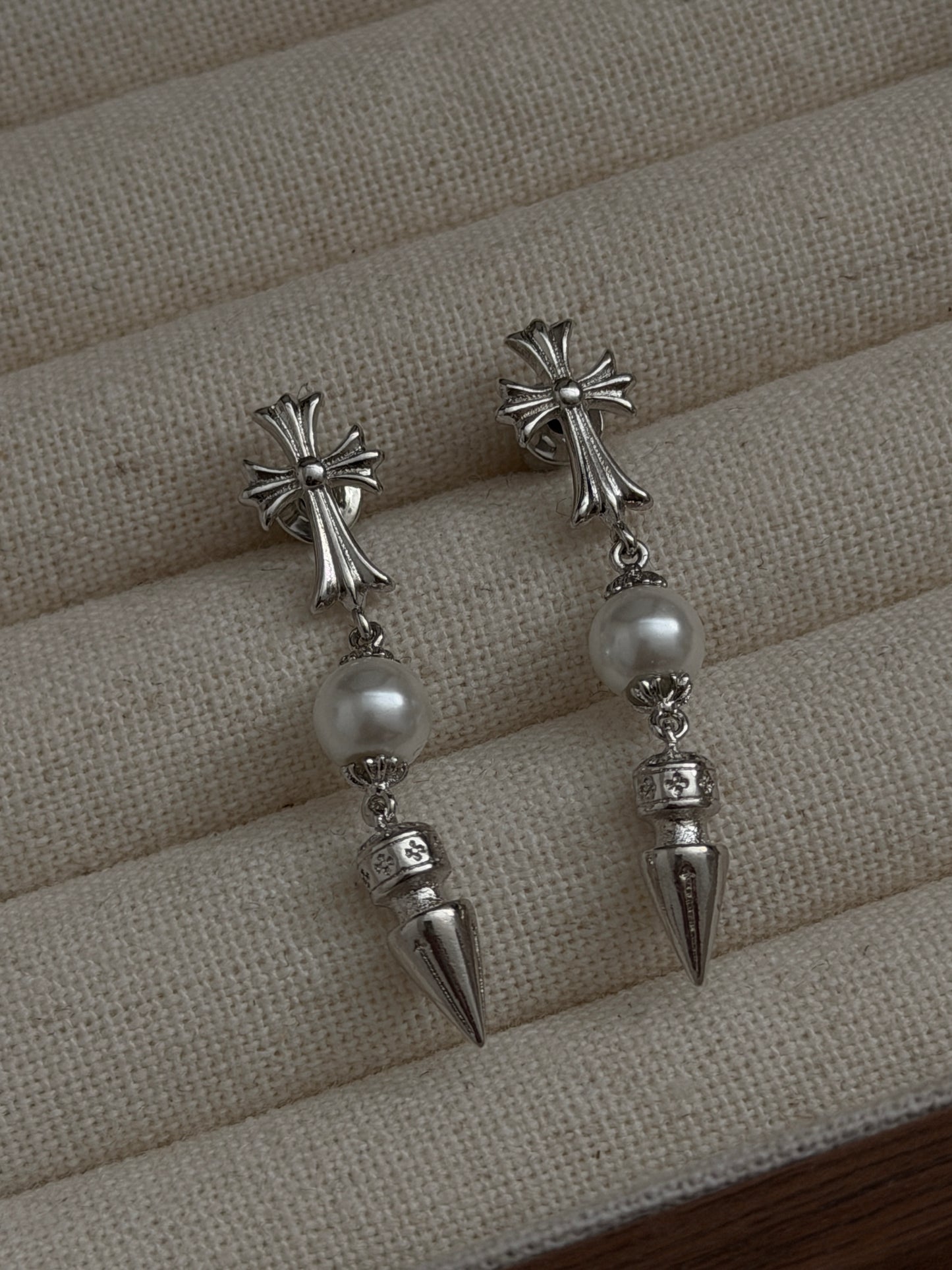 The Pearl Cross Earrings