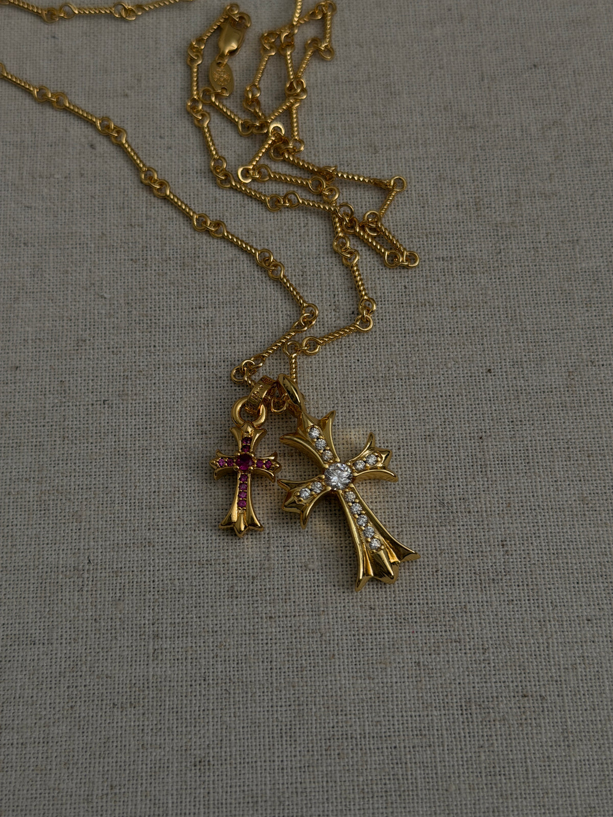 The Gold Twin Cross Necklace