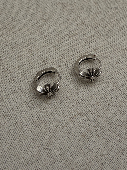 The Noir Flower Hoop Earrings